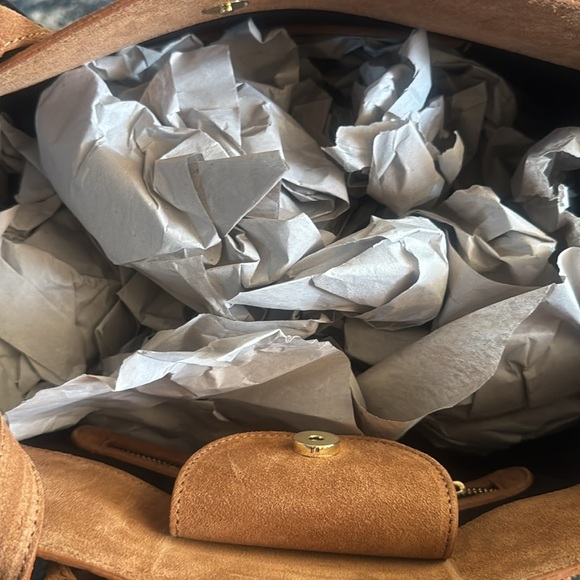 Tan Suede Handbag (ROW) style genuine leather made in Italy - Picture 2 of 8